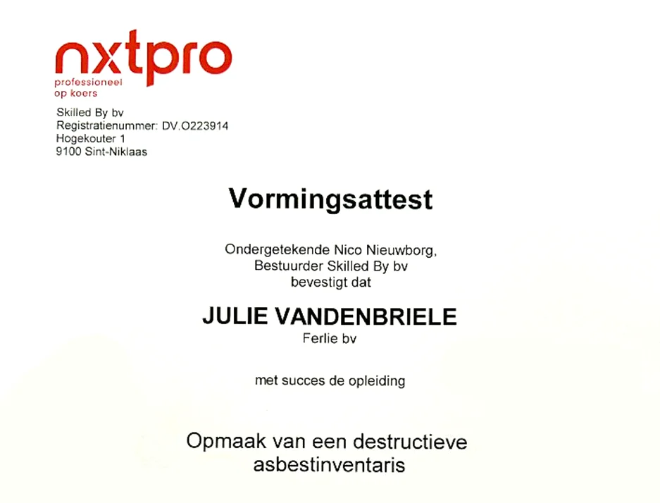 Opmaak van een destructieve asbestinventaris
